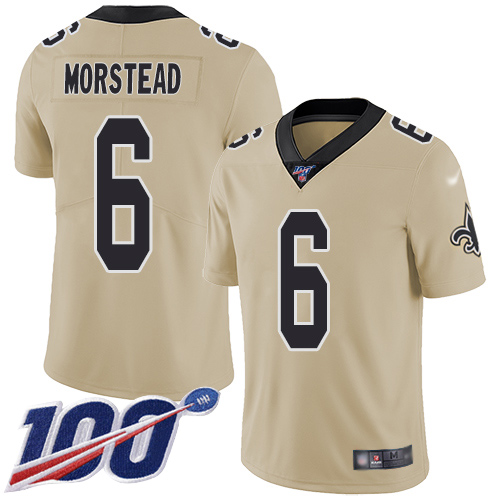 Men New Orleans Saints Limited Gold Thomas Morstead Jersey NFL Football #6 100th Season Inverted Legend Jersey